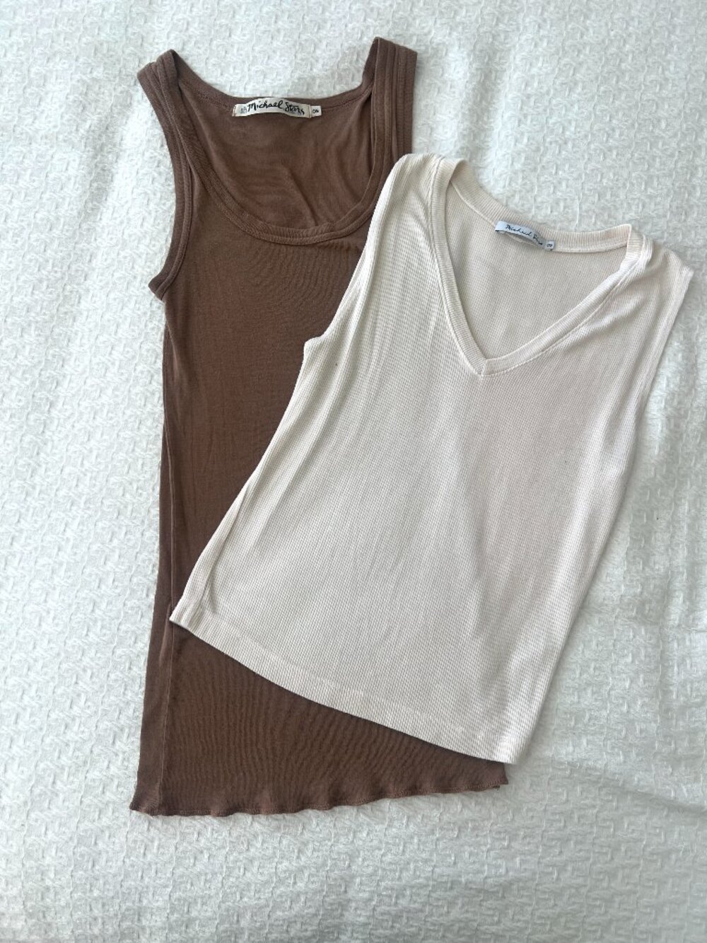 2 Michael Stars Tank Tops - Brown & Off White - Size OS